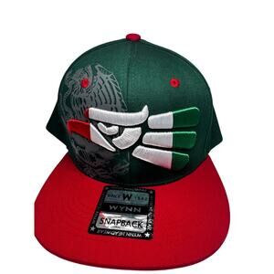 Mexico Eagle Snapback Hat – Green & Red Flat Bill Cap by WYNN Headwear-NWT